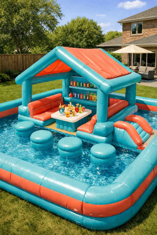 Inflatable Floating Pool Lounge – Backyard Pool Pavilion with Seating